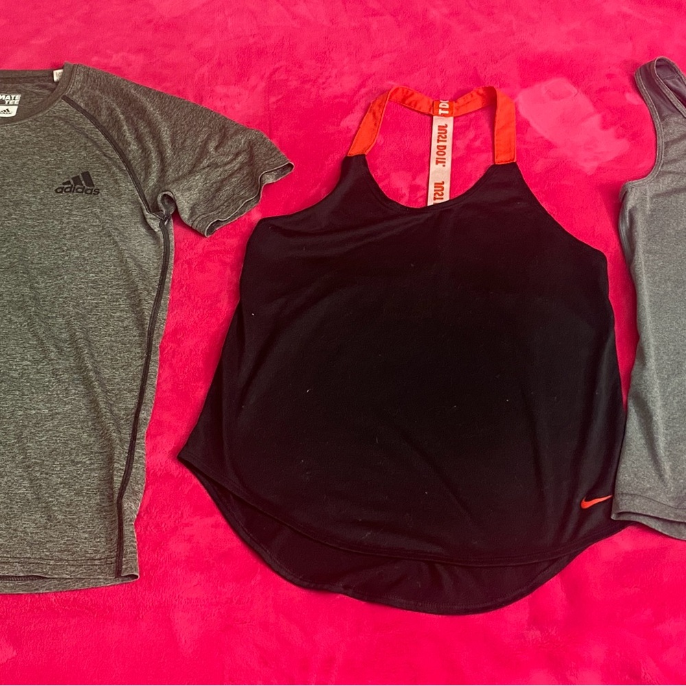 Adidas Gray T-Shirt and Nike Black Tank Top